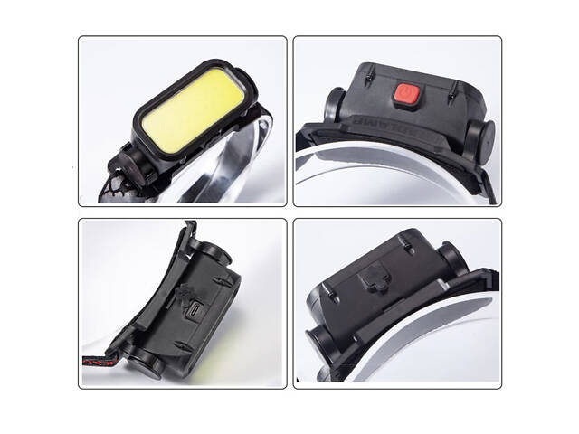 Ліхтар налобний BL-008+COB (white+red), червоне світло, водозахист, вбудований акумулятор - Фото 8