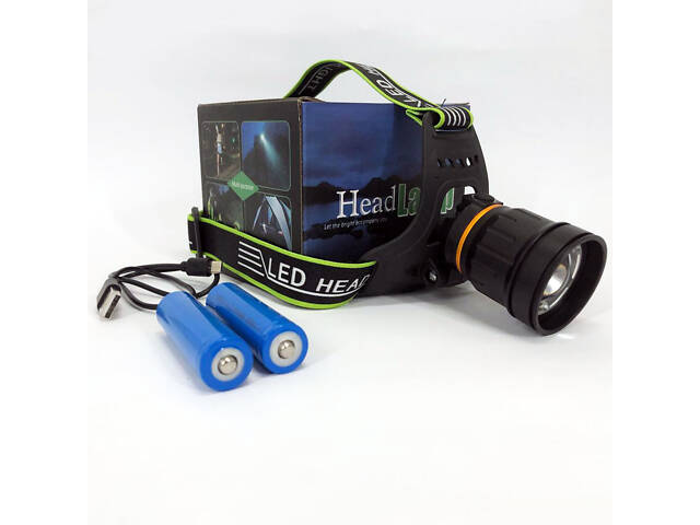 Ліхтар налобний BL-A8-P50, 2 акумулятори 18650, zoom, ЗУ microUSB, ліхтарик на голову із зарядкою - Фото 2