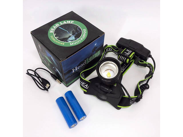 Ліхтар налобний BL-A8-P50, 2 акумулятори 18650, zoom, ЗУ microUSB, ліхтарик на голову із зарядкою - Фото 7