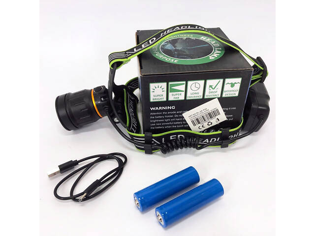 Ліхтар налобний BL-A8-P50, 2 акумулятори 18650, zoom, ЗУ microUSB, ліхтарик на голову із зарядкою - Фото 14