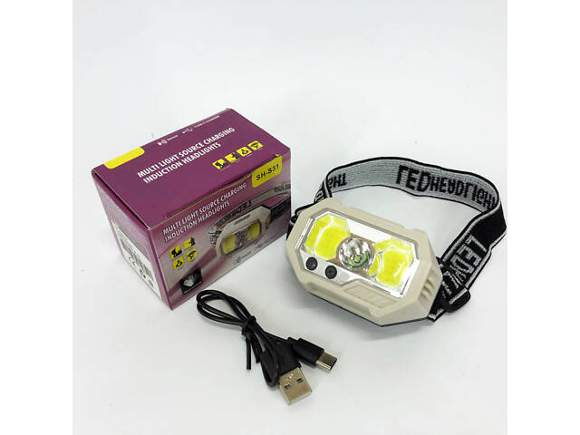 Ліхтар налобний SH-S31-XPE+COB(white+red), Ліхтар акумуляторний для риболовлі, Ліхтар для рятувальників - Фото 2