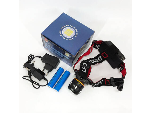 Ліхтар налобний світлодіодний водонепроникний з 2 акумуляторами Bailong BL-T06B-P90, головний ліхтарик - Фото 4