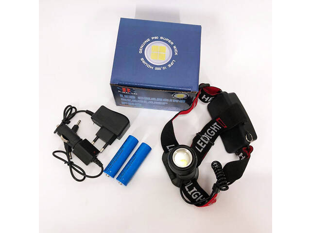 Ліхтар налобний світлодіодний водонепроникний з 2 акумуляторами Bailong BL-T06B-P90, головний ліхтарик - Фото 7