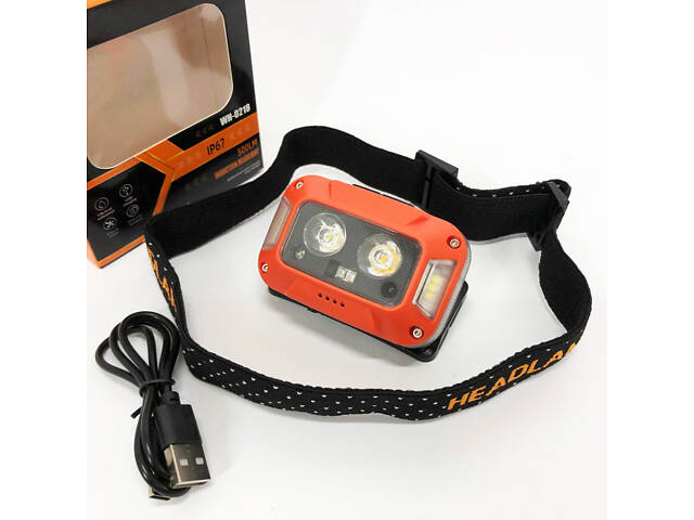 Ліхтар налобний WH-0218-XPG(white+yellow)+SMD(red), Налобний ліхтар для туризму риболовлі та полювання - Фото 7