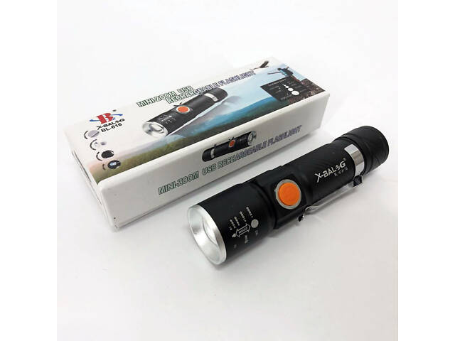 Ліхтар ручний акумуляторний тактичний X-Balog BL-616-T6 із зарядкою від павербанків із USB - Фото 1
