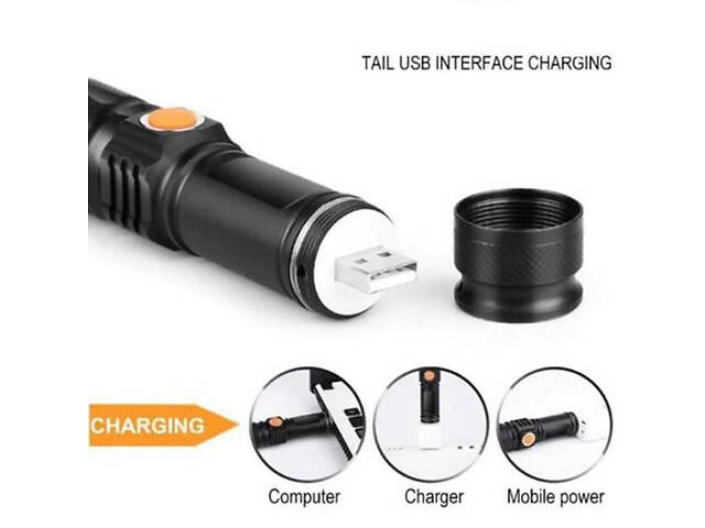 Ліхтар ручний акумуляторний тактичний X-Balog BL-616-T6 із зарядкою від павербанків із USB - Фото 7