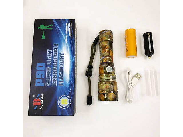 Ліхтарик ручний тактичний Bailong BL-P512M-P90, Тактичний ліхтар, Сильний ліхтарик, Лід ліхтар ручний - Фото 3