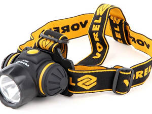 Фонарик налобный ударостойкий 3 функции 1LED 1W VOREL-88674