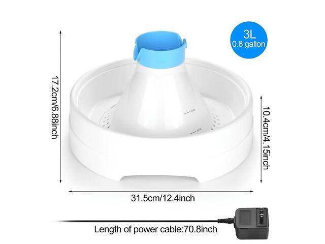 Фонтан-поїлка для котів і собак Beacon Pet 3L з фільтрацією та циркуляцією води з насиченням активним киснем - Фото 5
