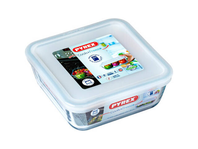 Форма для випічки Pyrex CookFreez з кришкою квадратна 15 х 15 см 0.85 л (218P001/7646) - Фото 3