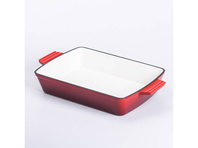 Форма для запекания чугунная 39.5х23.5х6 см форма для выпечки 3 л Красная - Фото 2