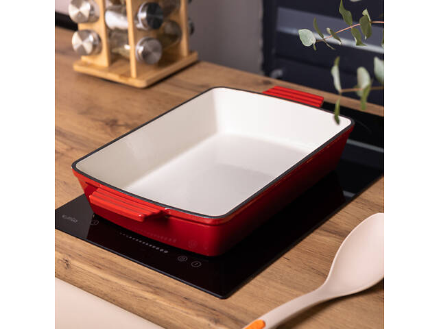 Форма для запекания чугунная 39.5х23.5х6 см форма для выпечки 3 л Красная - Фото 4
