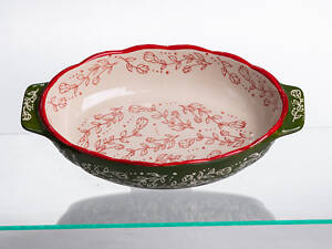 Форма для запекания Vintage 25×15×5 (см) овальная с ручками Зеленая HM05-01