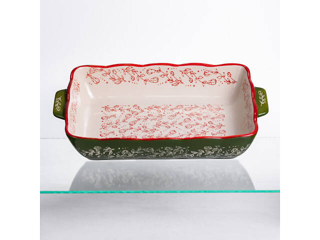 Форма для запікання Vintage 33×21×5.5 (см) прямокутна з ручками Зелена HM05-11 - Фото 1