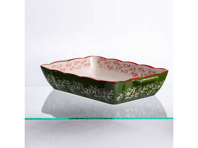 Форма для запікання Vintage 33×21×5.5 (см) прямокутна з ручками Зелена HM05-11 - Фото 2