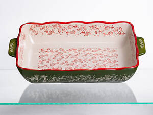 Форма для запікання Vintage 33×21×5.5 (см) прямокутна з ручками Зелена HM05-11