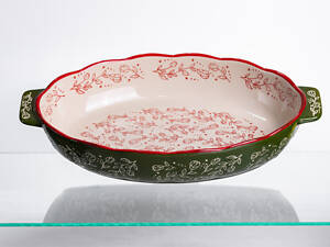 Форма для запекания Vintage 35×22×5 (см) овальная с ручками Зеленая HM05-03