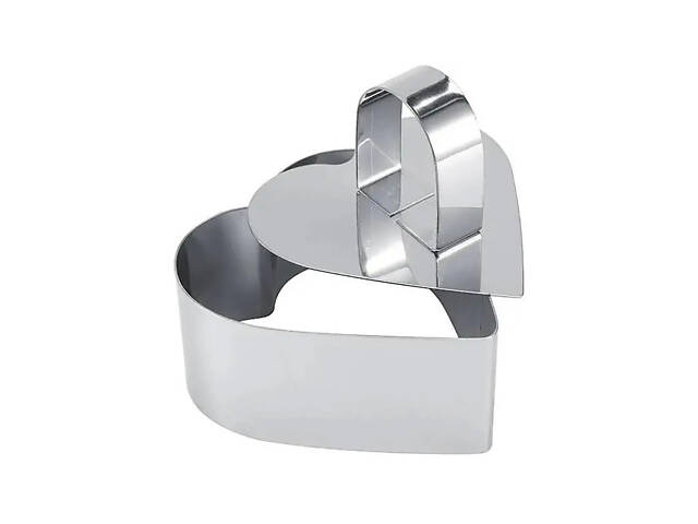 Форма кулінарна з виштовхувачем у формі серця для викладання/вирубки мусів, салатів і гарнірів із нержавіючої сталі 8 х 8 см - Фото 3