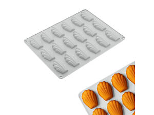 Форма силіконова для випікання печива Мадлен на 18 мушель 32х24х1.4 см C380