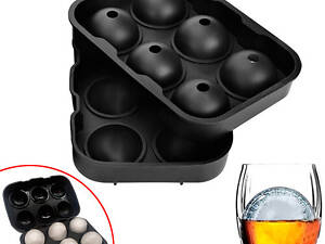 Форма силіконова для льоду Кульки, 6 комірок 4.5см подвійна Ice Ball для віскі