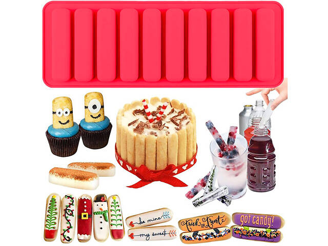 Форма силіконова для льоду та випічки печива Хомка, Дамські Пальчики, батончиків, бісквітів, паличок Савоярді - Фото 1