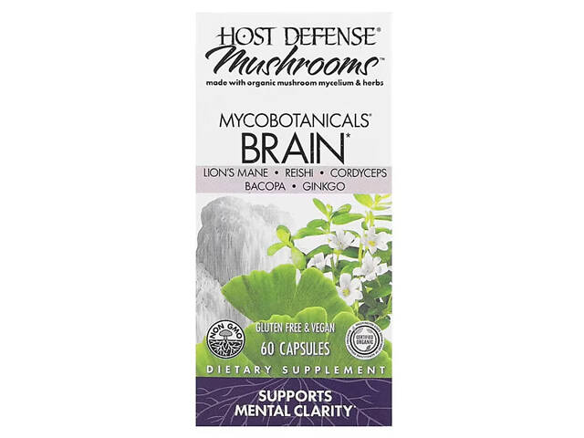 Формула для мозга, Brain, Fungi Perfecti, Host Defense, 60 капсул Формула для мозга, Brain, Fungi Perfecti, Host Defense, 60 капсул
