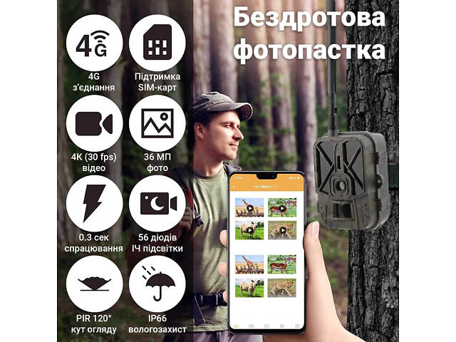 Фотоловушка 4G камера для охоты c аккумулятором 8 000 мАч Suntek HC-940Pro, передача 4К видео на смартфон - Фото 4