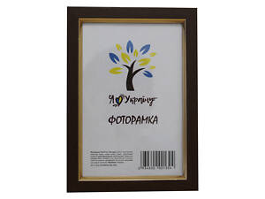 Фоторамка 9х13 см., коричневая с золотой вставкой, багет 1511-В84