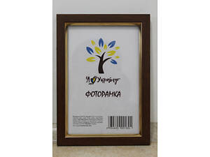 Фоторамка 9х13 см., светло-коричневая с золотой вставкой , багет 1511-5120 СТЕКЛО + КАРТОН