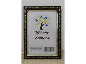 Фоторамка 9х13 см., вишневая с золотым накатом, багет 1511А-х054-2 СТЕКЛО + КАРТОН