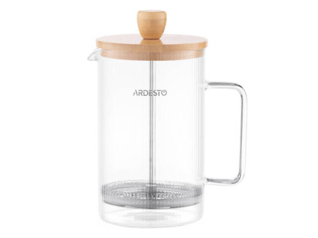 Френч-пресс Ardesto Midori, 800мл, боросилікатне скло, бамбук, прозорий (AR1009WL) - Фото 2
