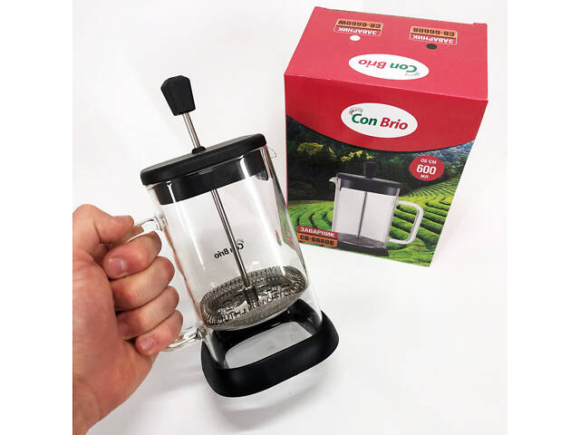 Френч-прес Con Brio 600 мл CB-6660B, Френч-прес для міцної кави, Багаторазовий френч-прес - Фото 2