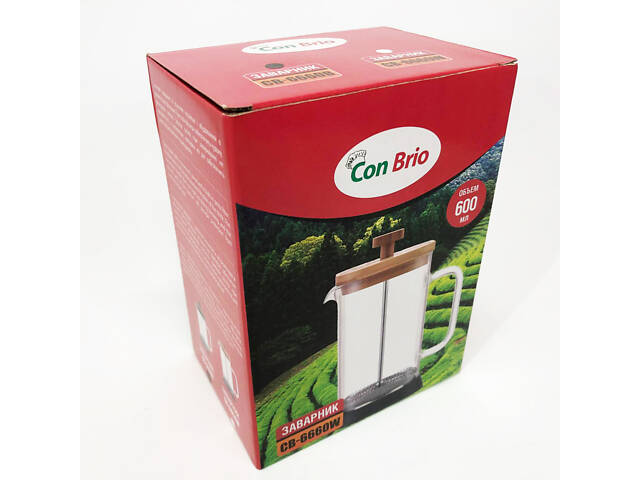 Френч-прес Con Brio 600 мл CB-6660B, Френч-прес для міцної кави, Багаторазовий френч-прес - Фото 3