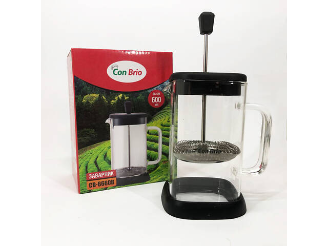 Френч-прес Con Brio 600 мл CB-6660B, Френч-прес для міцної кави, Багаторазовий френч-прес - Фото 4