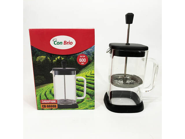 Френч-прес Con Brio 600 мл CB-6660B, Френч-прес для міцної кави, Багаторазовий френч-прес - Фото 5