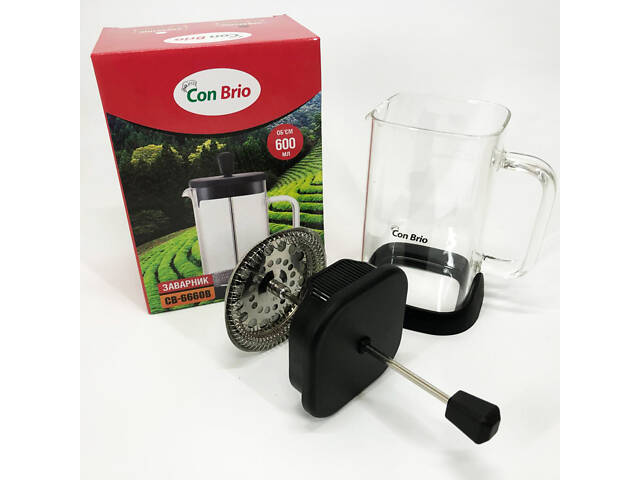 Френч-прес Con Brio 600 мл CB-6660B, Френч-прес для міцної кави, Багаторазовий френч-прес - Фото 8