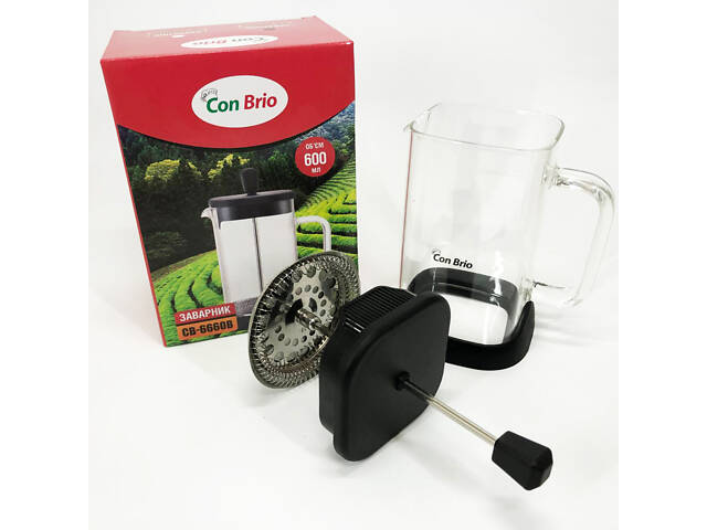 Френч-прес Con Brio 600 мл CB-6660B, Френч-прес для міцної кави, Багаторазовий френч-прес - Фото 9