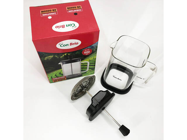 Френч-прес Con Brio 600 мл CB-6660B, Френч-прес для міцної кави, Багаторазовий френч-прес - Фото 10