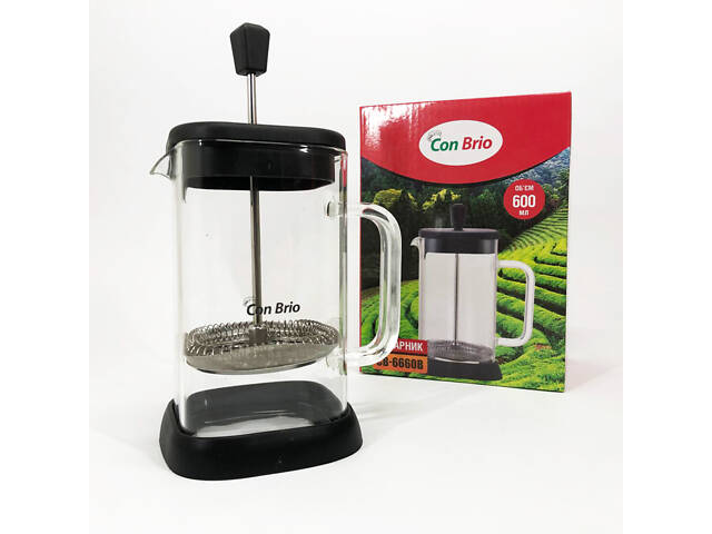 Френч-прес Con Brio 600 мл CB-6660B, Френч-прес для міцної кави, Багаторазовий френч-прес - Фото 12