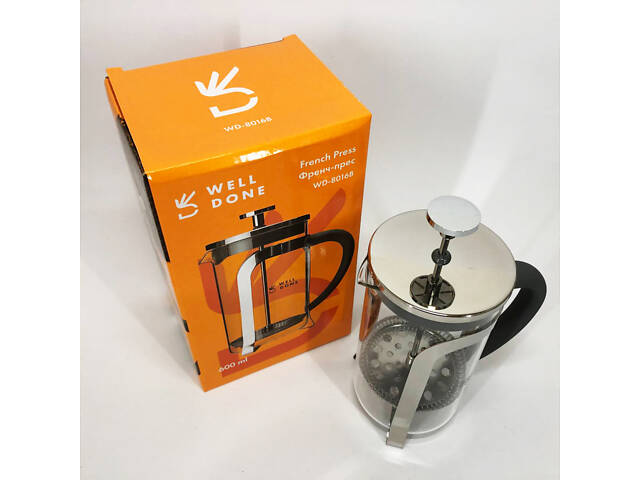 Френч прес Well Done WD-8016B з ручкою soft-touch 600 мл, Френч прес скляний на кухню - Фото 5