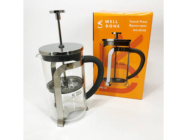 Френч прес Well Done WD-8016B з ручкою soft-touch 600 мл, Френч прес скляний на кухню - Фото 9