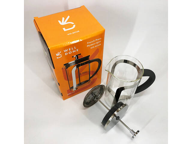 Френч прес Well Done WD-8016B з ручкою soft-touch 600 мл, Френч прес скляний на кухню - Фото 7