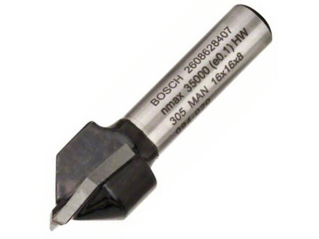 Фреза Bosch Professional пазова V-подібна V, Std, S8, D16, L16 90° (2.608.628.407) - Фото 1