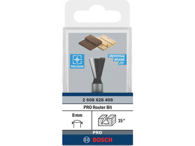 Фреза Bosch Professional пазова V-подібна V, Std, S8, D14, L14 15° (2.608.628.408) - Фото 2