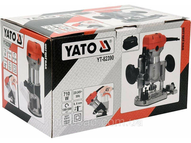 Фрезер ручний по крайці ламінатів електричний YATO YT-82390 710 Вт, цанга Ø= 6, 8 мм, хід- 20 мм, нахил- 45° - Фото 7