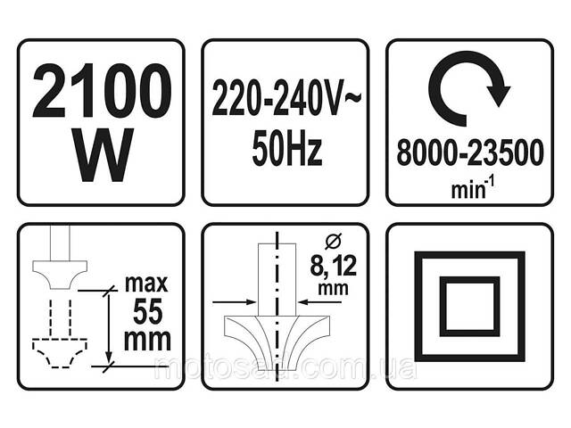 Фрезер YATO YT-82380 2100 Вт 8-12 мм 55 мм - Фото 4
