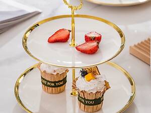 Фруктівниця 2-х ярусна 14816 20.4х25х25 см золотиста