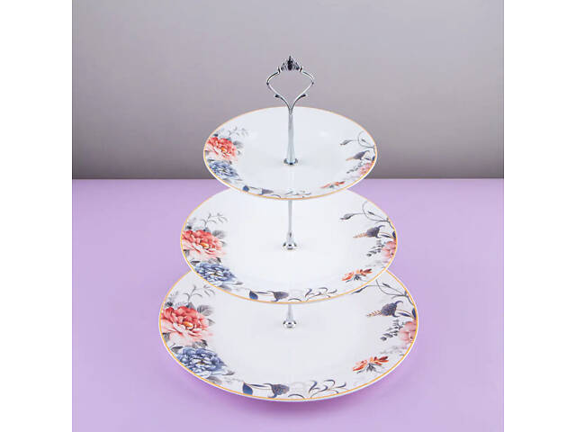 Фруктівниця 3-х ярусна Vittora Півонії VT-421AР - Фото 2