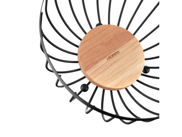 Фруктовница Ardesto Midori 25х25х13см, метал, дерево, чорний (AR0904B) - Фото 4