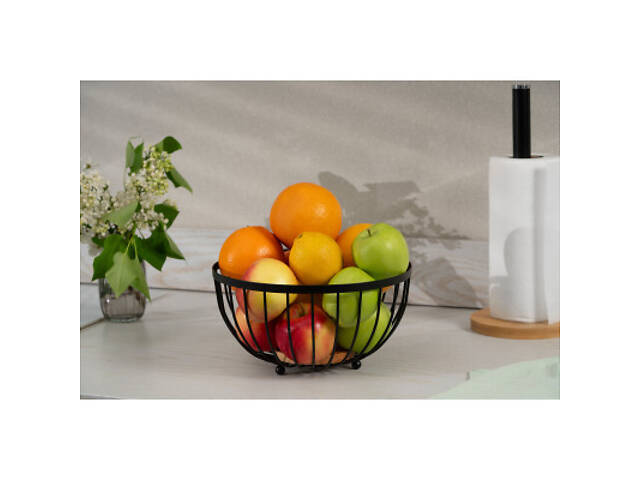 Фруктовница Ardesto Midori 25х25х13см, метал, дерево, чорний (AR0904B) - Фото 5